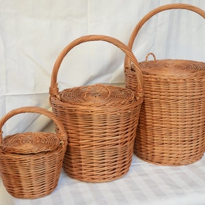 Round Wicker Basket, Basket with a Lid, Round Willow Basket, Round Basket, Round Lidded Basket, Jane Birkin Style Basket, Basket Purse image 9