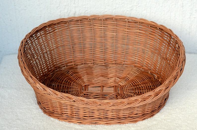 Oval Dog Bed, Wicker Dog Bed, Oval Cat Bed, Wicker Dog Basket, Small Dog Wicker Basket, Natural Material Dog Bed, Pet Basket Pet Bed Natural image 2