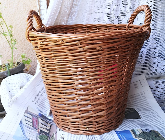 Small Storage Basket With Handles, Pantry Storage Basket, Round