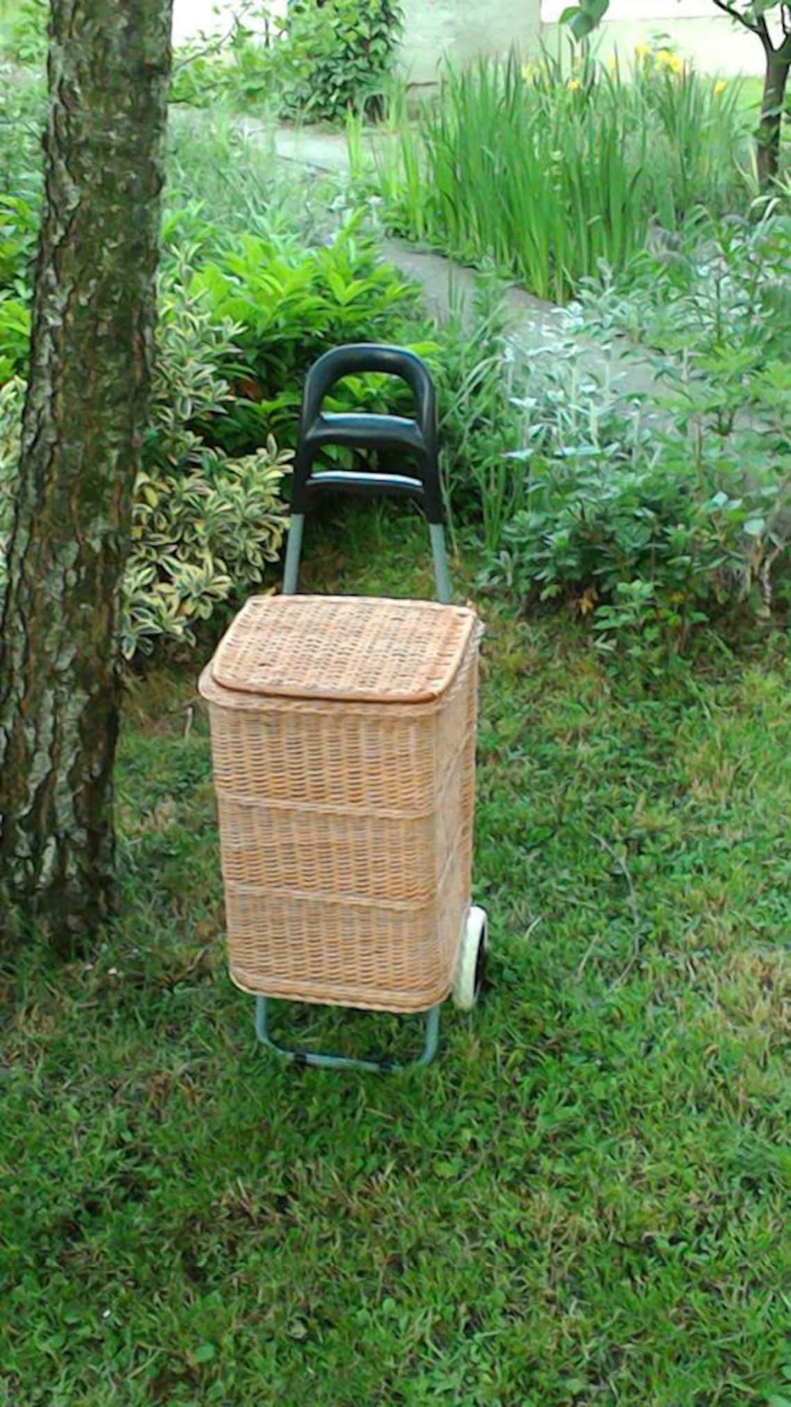 Wicker Shopping Trolley Wicker Shopping Basket Trolley Etsy