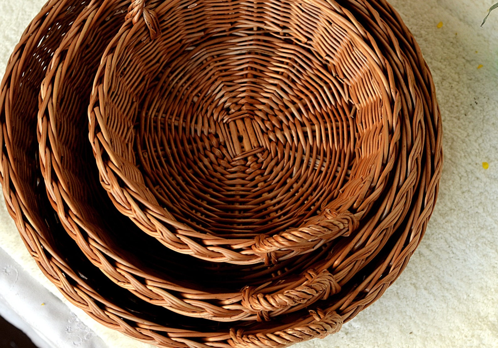 Round Tray Set of 3 Round Basket Tray Round Wicker Tray Etsy