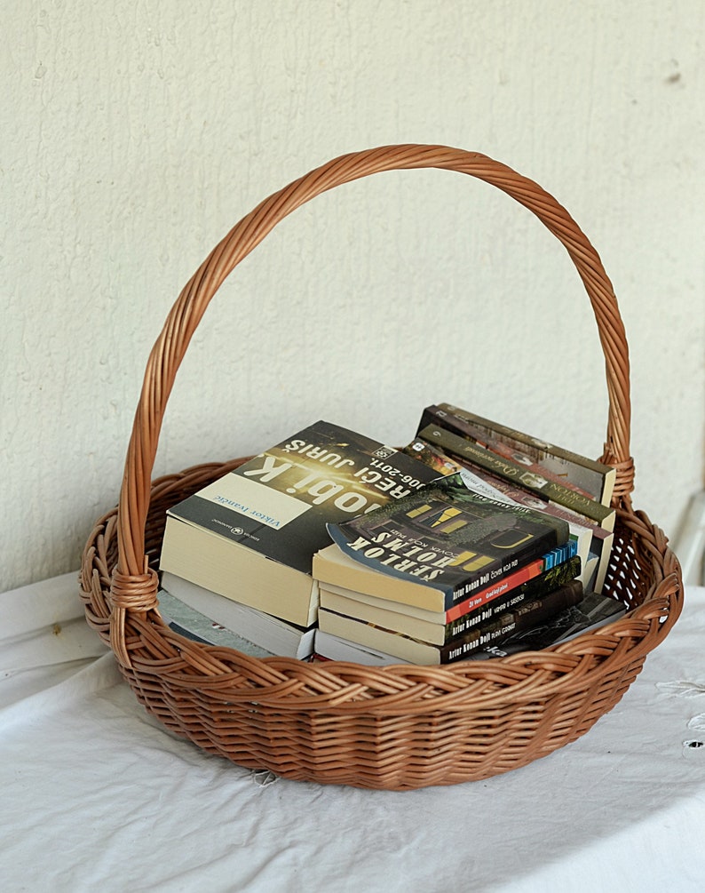 Big Wicker Wedding Basket Round Basket Shallow Handled Etsy Australia