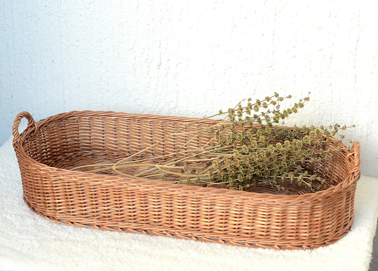 Long Woven Basket Tray Large Oval Wicker Tray Large Rustic Etsy UK