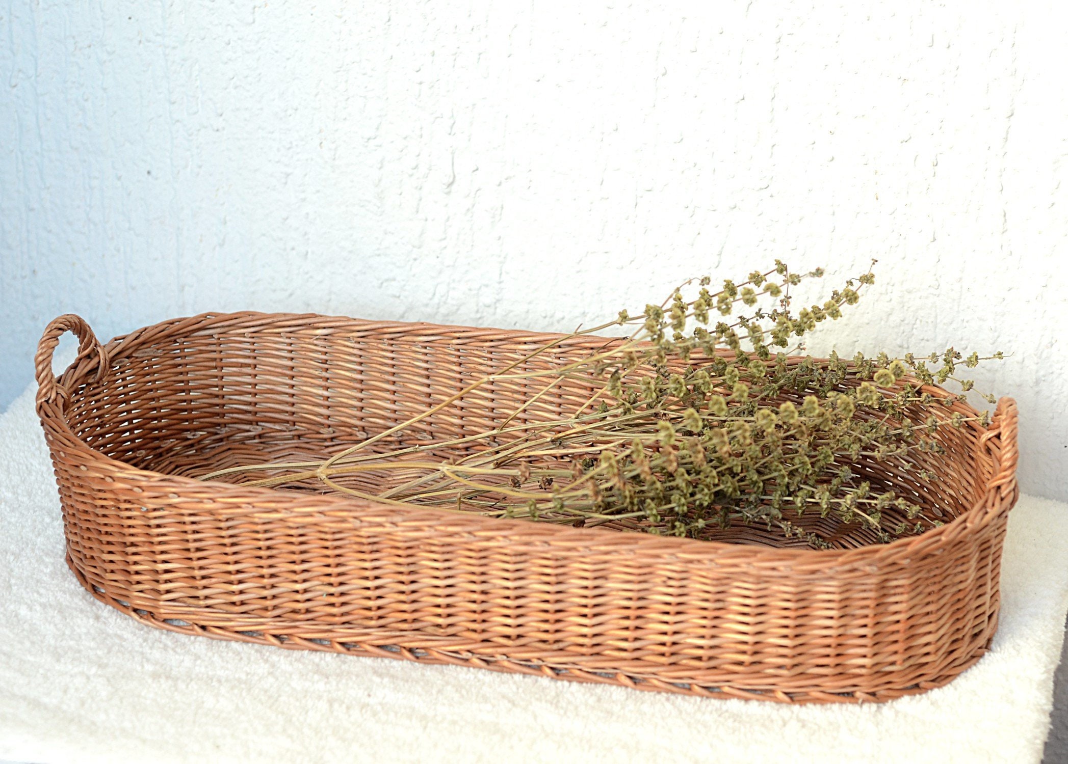 Large Oval Basket Large Wicker Basket Handwoven Basket Rustic