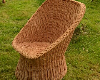 Handwoven Wicker Chair, Handmade Natural Willow Chair, Wicker Chair Wicker Patio Furniture Woven Willow Furniture, Mid Century Modern Chair