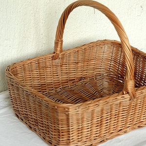 Large Rectangular Wicker Basket, Display Basket, Large Gift Basket, Rectangular Basket High Handle,Large Basket with Handle Gathering Basket image 3