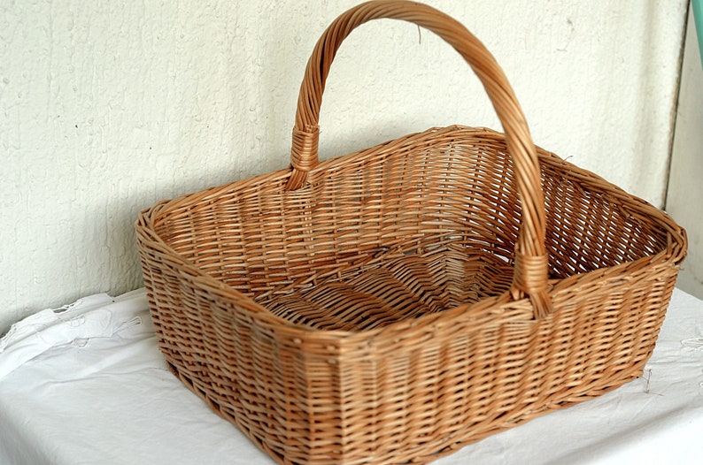 Large Rectangular Wicker Basket, Display Basket, Large Gift Basket, Rectangular Basket High Handle,Large Basket with Handle Gathering Basket image 3