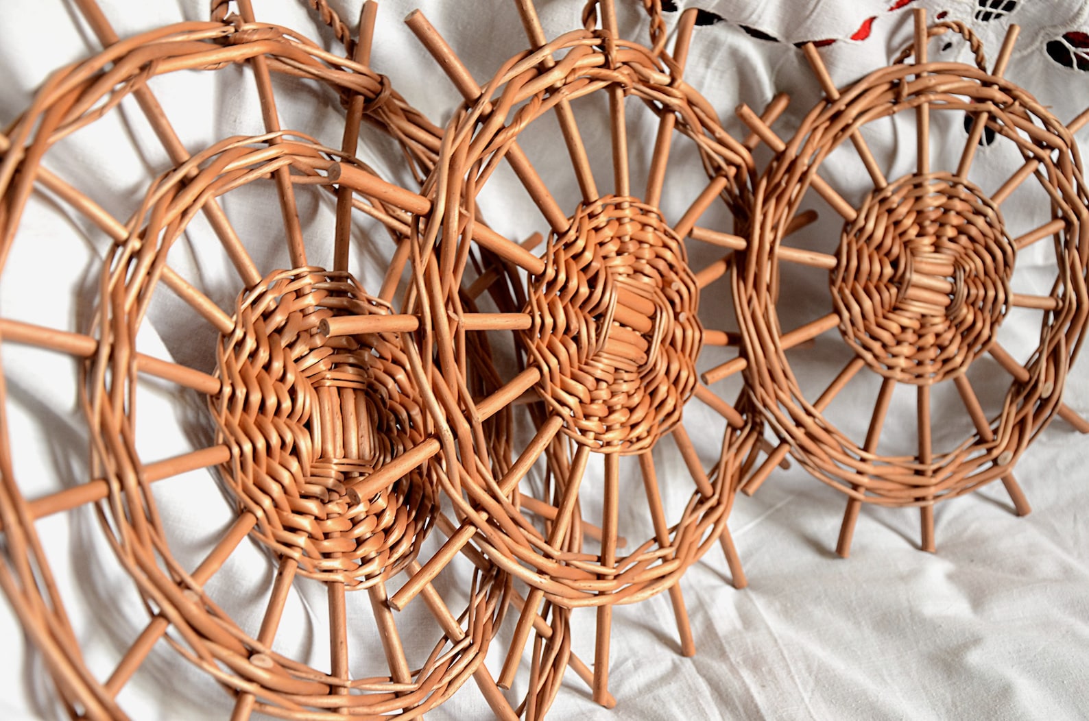 Wicker Wall Decoration Set of 3 Wicker Wall Hangings Etsy