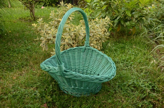 Ancien Panier à Bûches en Osier - Vintage French Finds