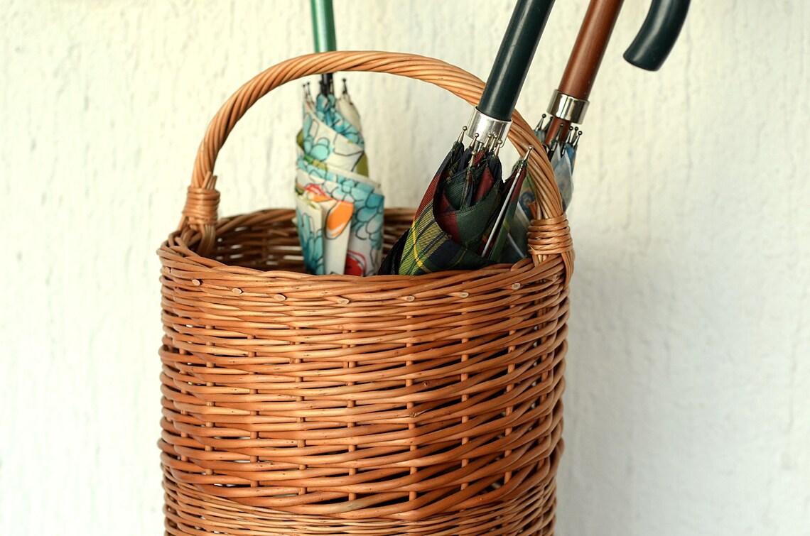Made to Order Wicker Umbrella Holder Rustic Wicker Umbrella Etsy