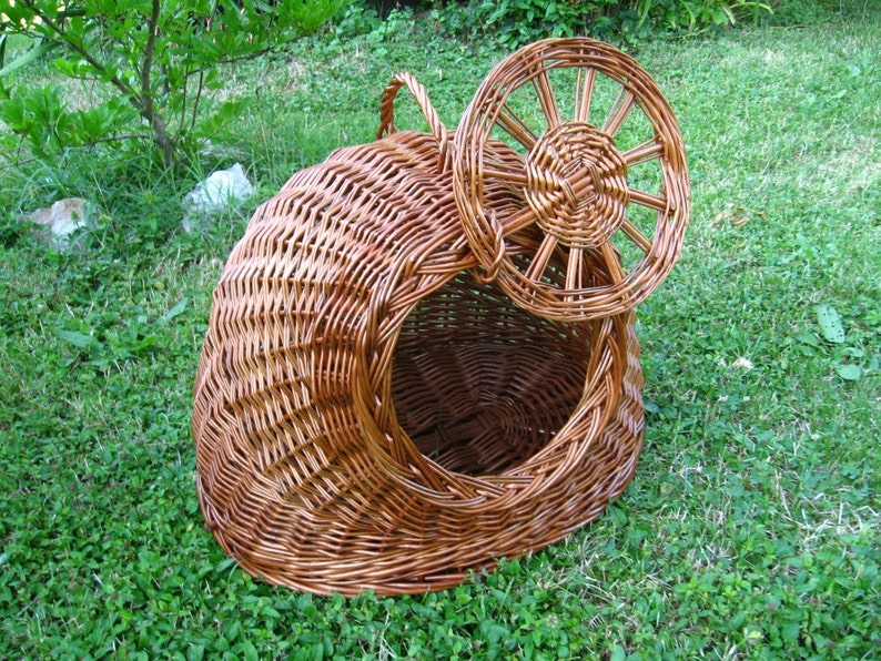 Wicker Cat Bed, Cat Cave, Wicker Cat Basket, Wicker Cat House, Cat/Small Dog House Willow Basket for Cats, Cat Furniture, Wicker Cat Carrier image 4