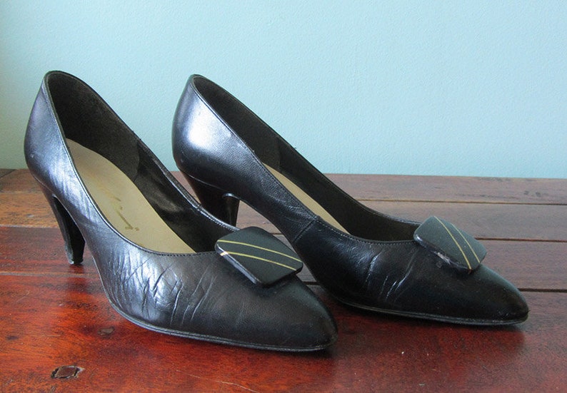 Chaussures à talons hauts en cuir authentique des années 80 Etsy