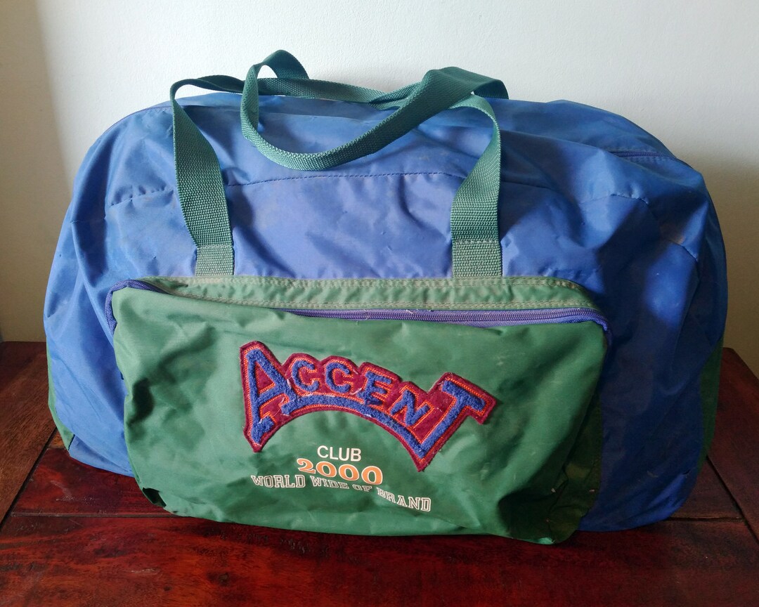 Vintage Duffel Bag Y2k 00s Blue Green Holdall Retro Duffle Etsy