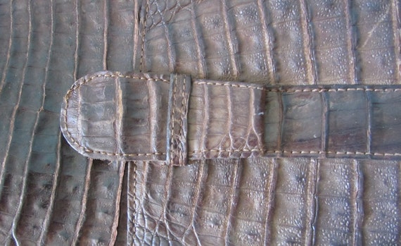 Vintage 50s 60s leather handbag, tan reptile skin… - image 9