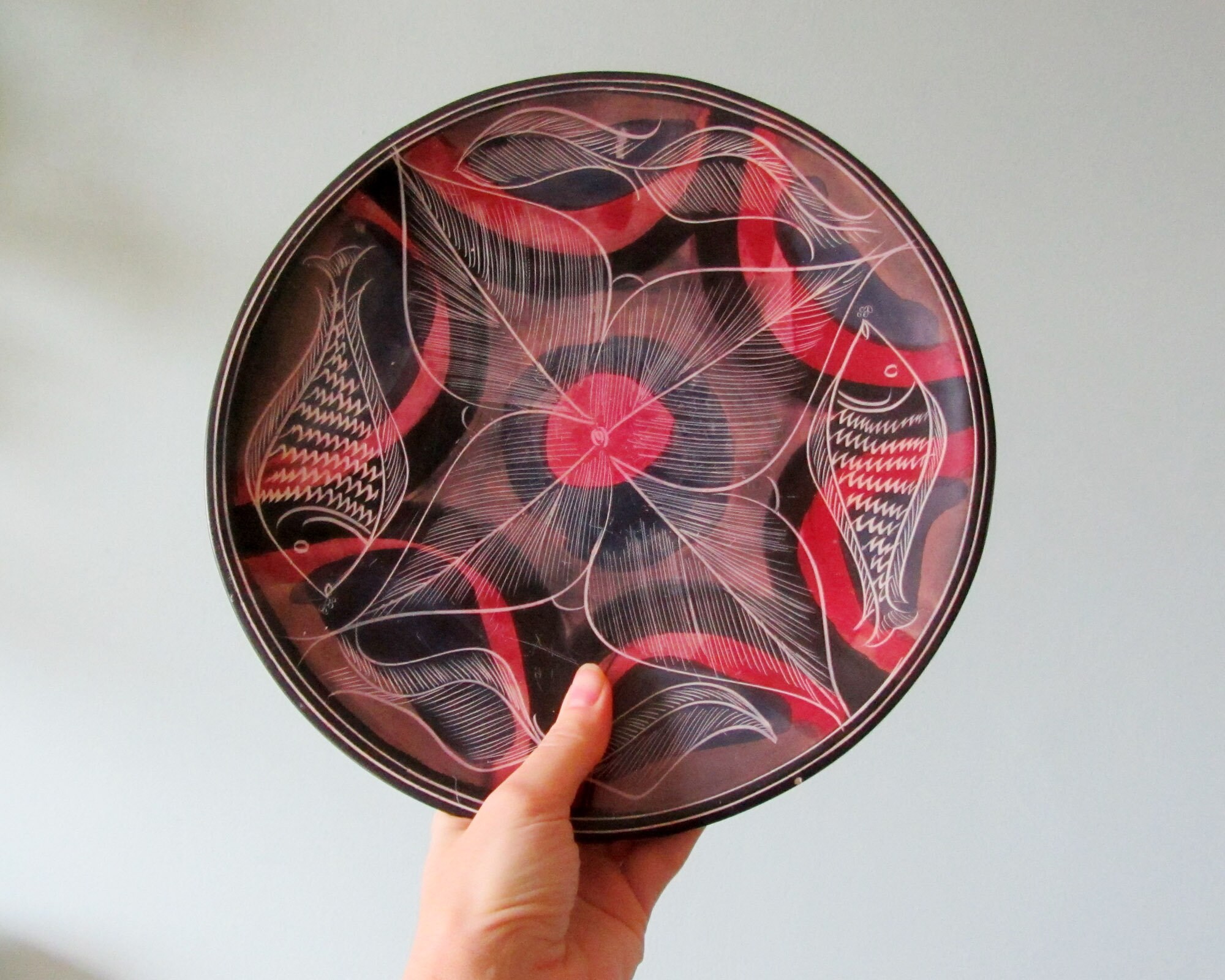 Vintage decorative soapstone plate Kenyan hand painted Etsy