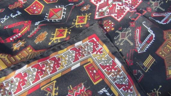 Square vintage scarf, Aztec style geo print retro… - image 6