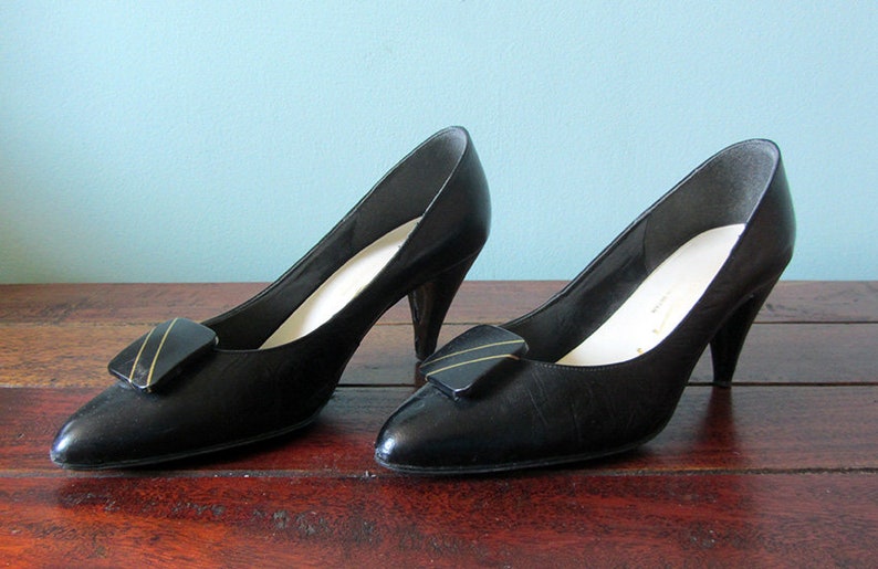 Chaussures à talons hauts en cuir véritable des années 80 Etsy France