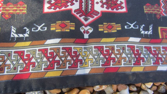Square vintage scarf, Aztec style geo print retro… - image 7