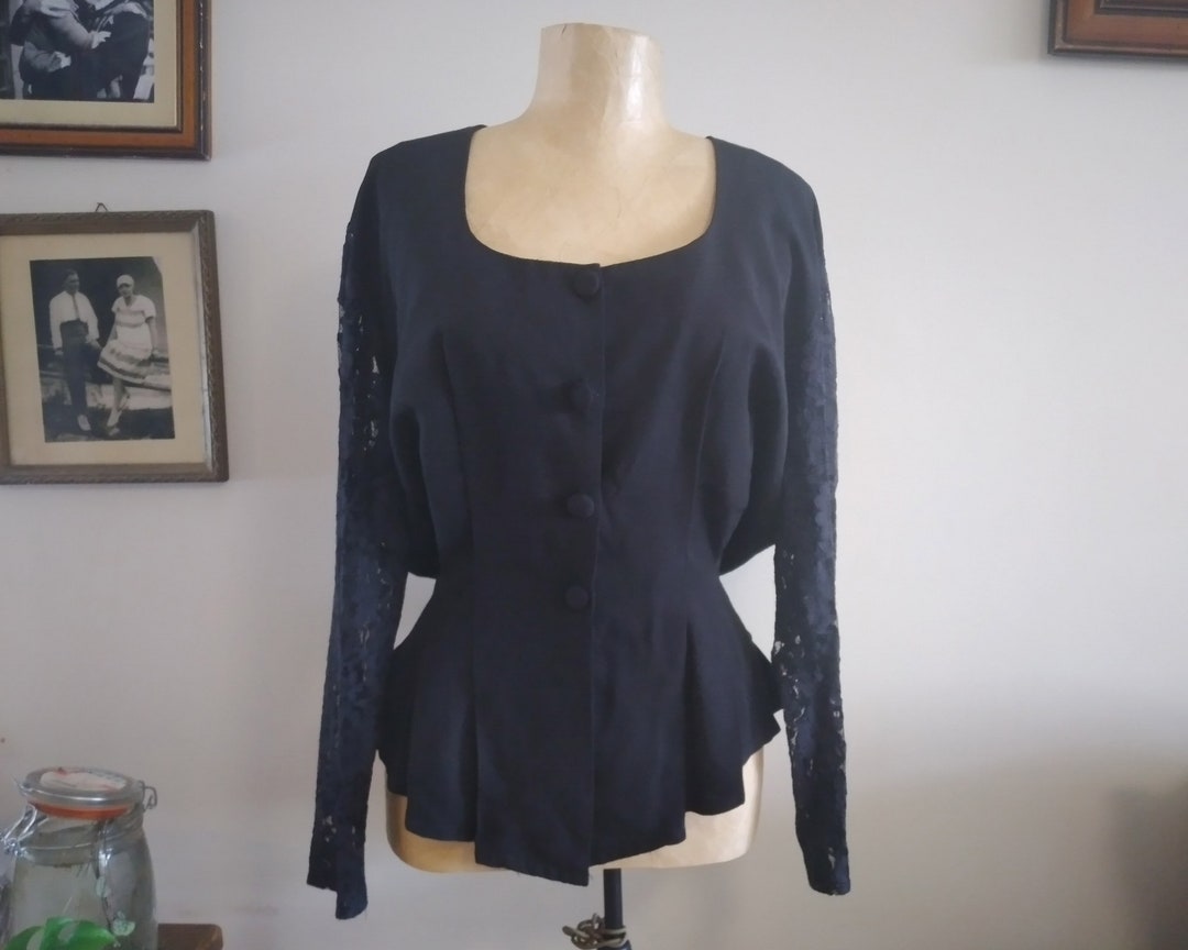 Vintage Black Sheer Sleeve Blouse / Jacket main image 1