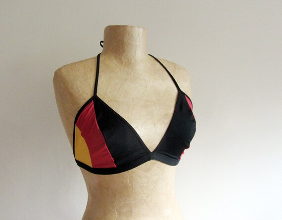 Vintage 80s 90s bralette, sporty color block bikin