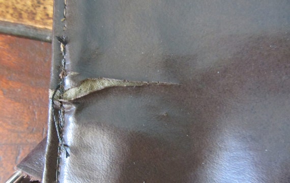 Vintage 50s 60s leather handbag, tan reptile skin… - image 10