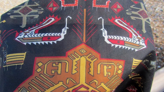 Square vintage scarf, Aztec style geo print retro… - image 9
