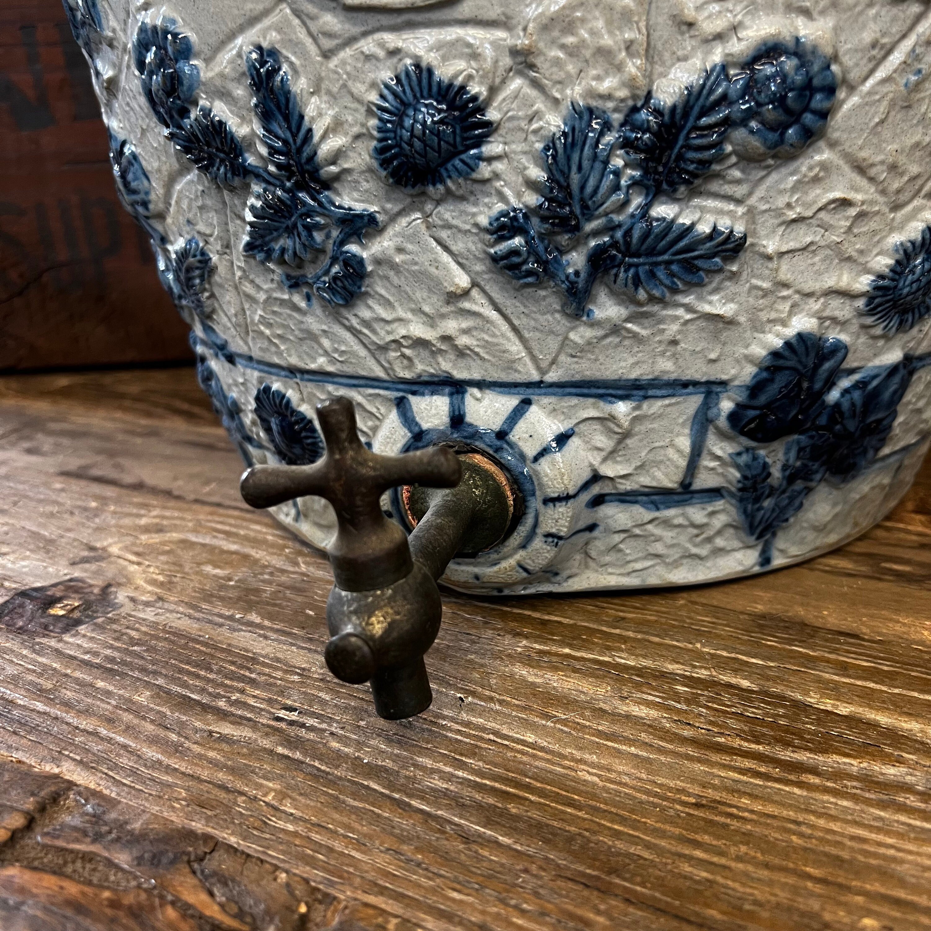 Antique White's Pottery Water Cooler 5 Gallon Ice Water Etsy