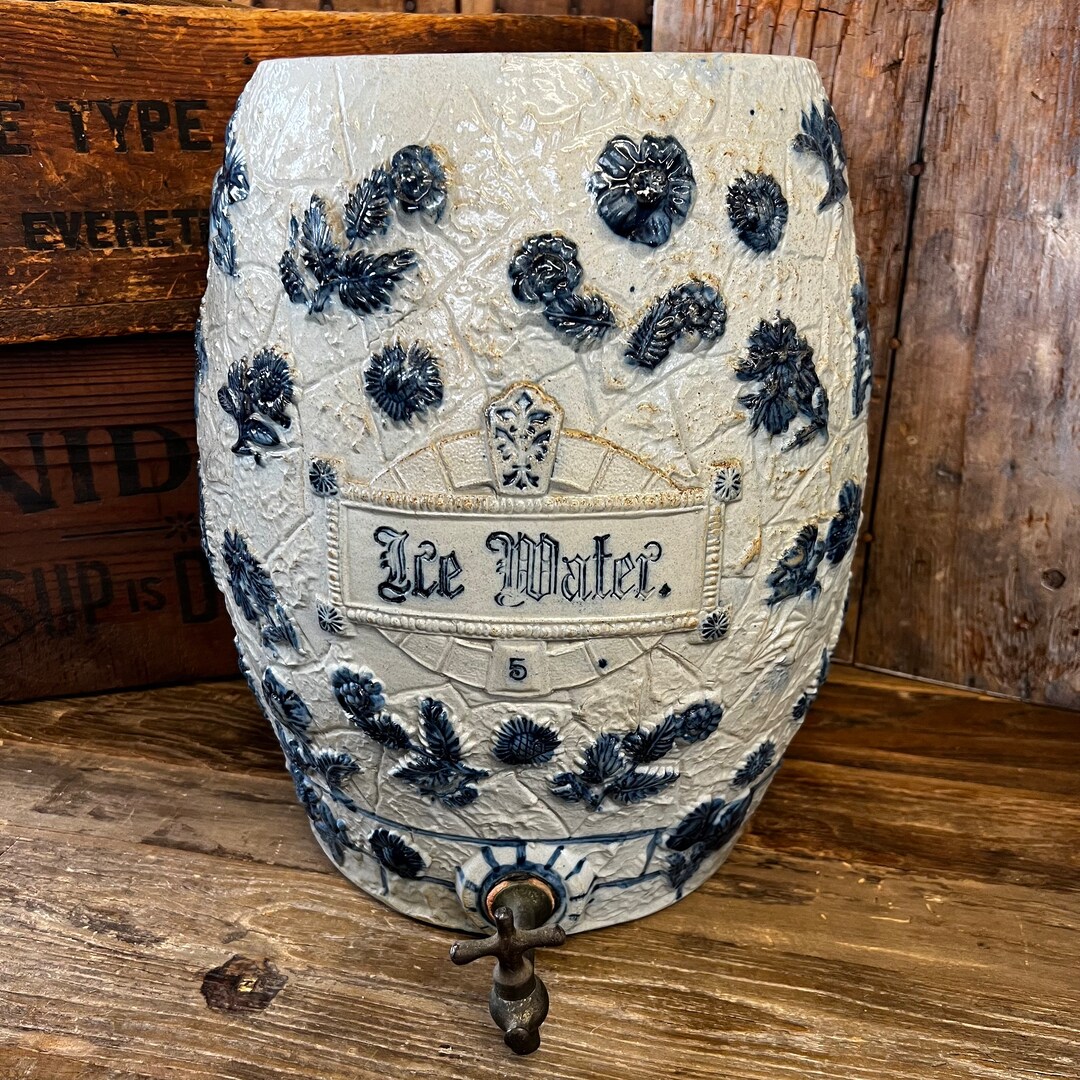 Antique White's Pottery Water Cooler 5 Gallon Ice Water Etsy
