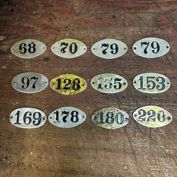 Vintage Locker Numbers Metal Tags