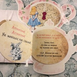 Faire-part Alice in wonderland, Alice au pays des merveilles avec enveloppe image 2