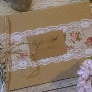 Livre d'or pour mariage en kraft style vintage shabby chic champêtre