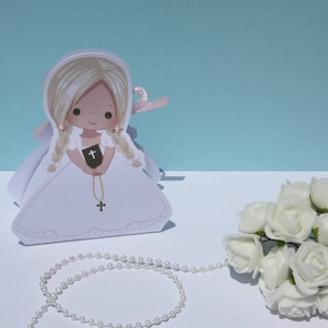 Lot de 6 boîtes à dragées fille communion