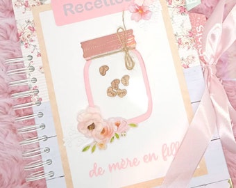 Livre de recettes personnalisable style shabby fleurs