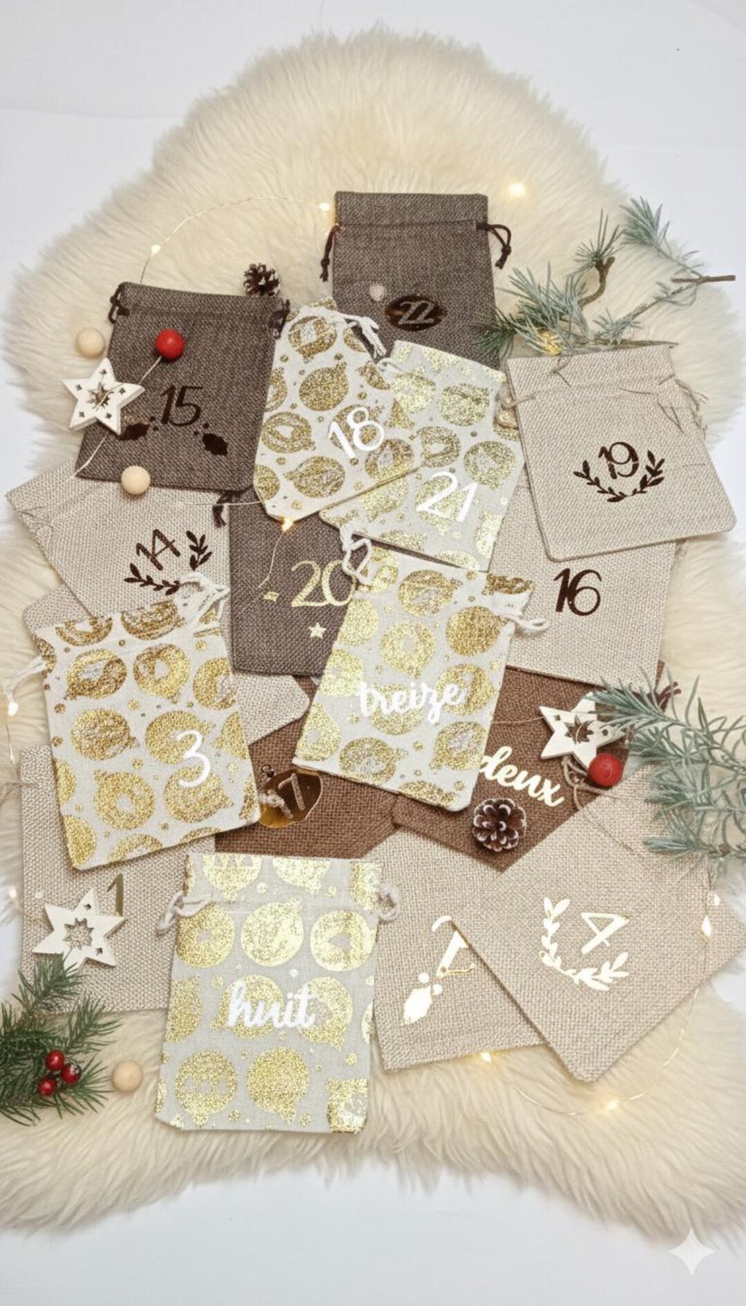 Advent Calendar in Lamé Jute. Rustic Elegance and Zero-waste Spirit - Etsy