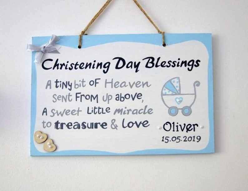 Personalised Christening Baptism Metal Plaque Gift Baby Boy Girl Keepsake