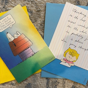 Vintage 80s/90s Peanuts birthday cards featuring Snoopy or Sally Brown!