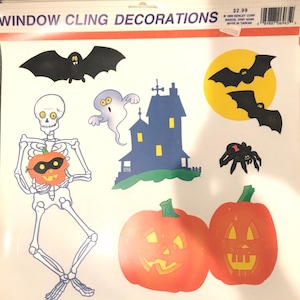 Vintage NOS 90s Decorative Halloween Window Cling Sheets