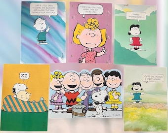 Vintage NOS Peanuts Greeting Cards by Hallmark - Lot of 6, Snoopy Charlie Brown Friendship
