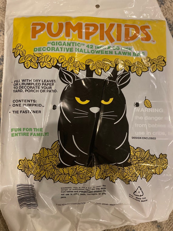 Vintage NOS 90s Pumpkids Black Cat Halloween Lawn Bag