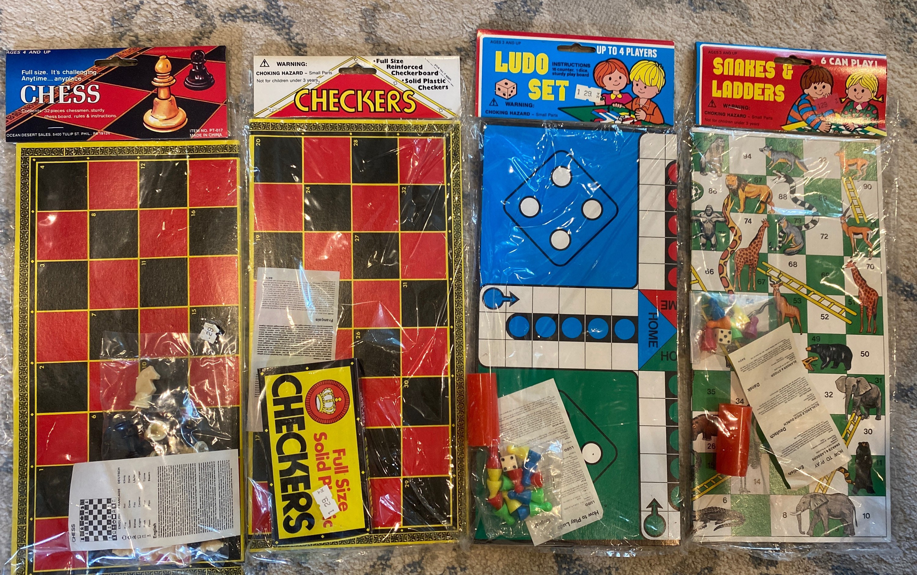 Board Games Ludo and Snakes & Ladders! Checkers Vintage 1990s Board Game Sets Chess Games