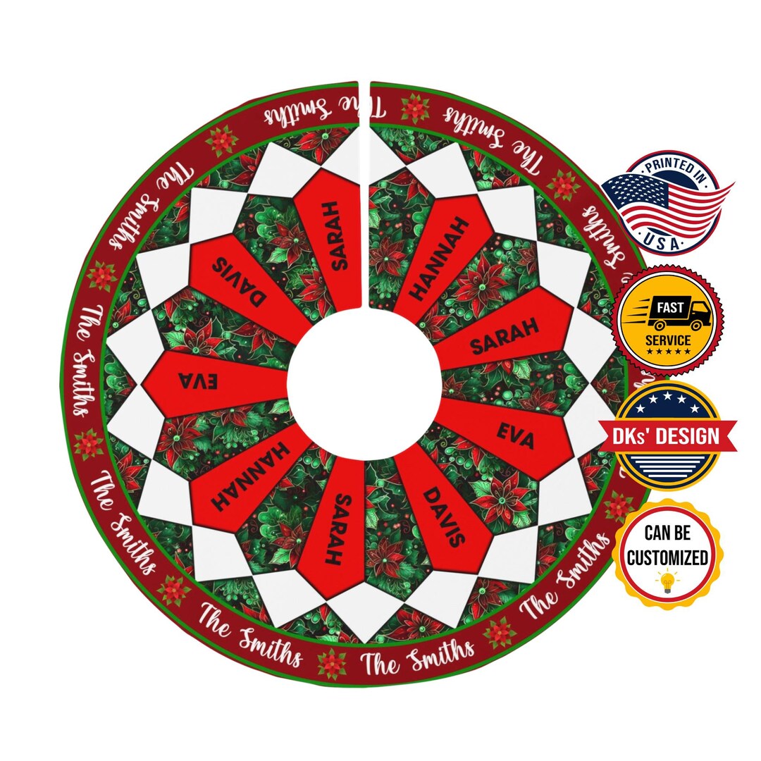 Personalized Christmas Tree Skirt Family Names Tree Skirt Etsy
