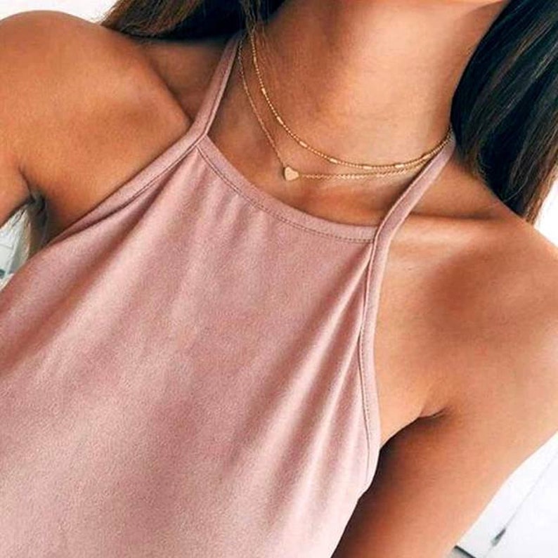 Heart Choker Necklace in Gold