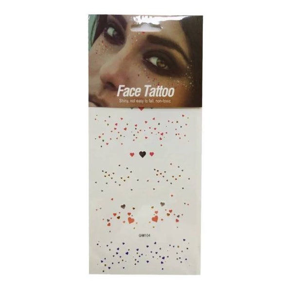 Hearts shiny temporary face tattoo