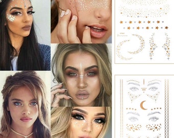 Metallic Gold Face Temporary Tattoo