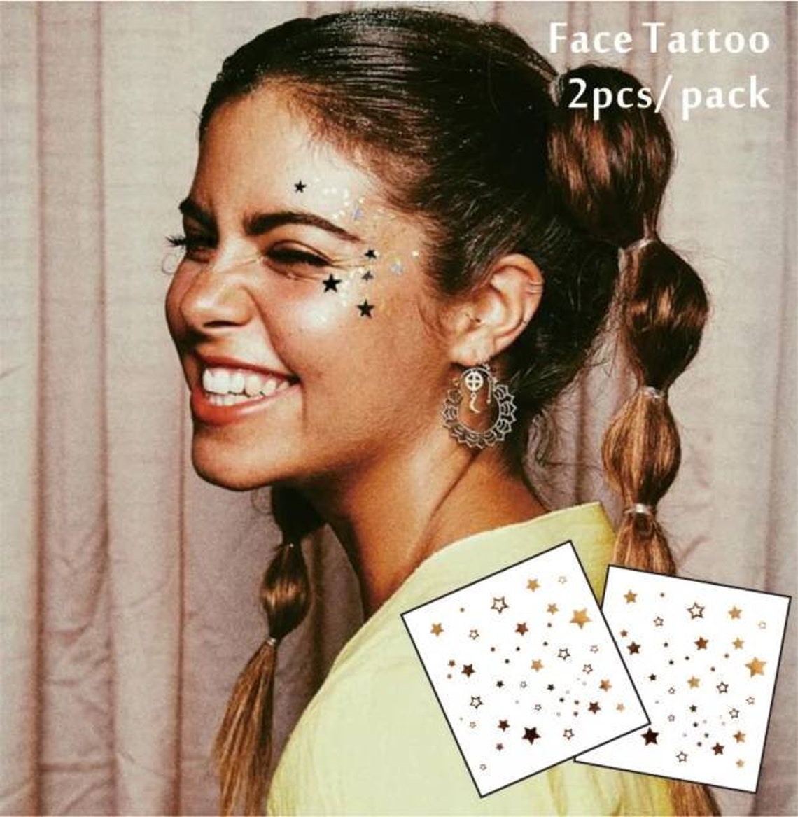 2x Metallic Gold Face Temporary Tattoo Etsy