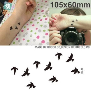 2x Black Bird Minimalist Tattoo