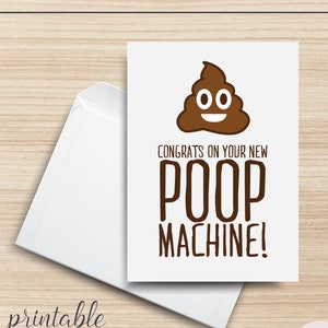 Parabéns pela sua nova máquina de cocô cartão de felicitações IMPRIMÍVEL, 5x7, cartolina, bebê novo, gravidez, expectativa, emoji de cocô, menino, menina, primeiro nascido