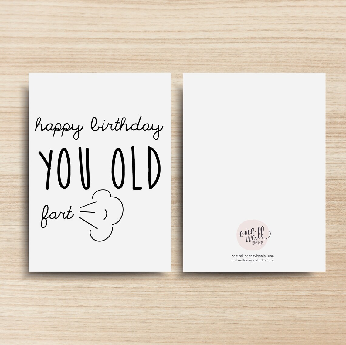 Happy Birthday You Old Fart PRINTABLE Greeting Card 5x7 Etsy