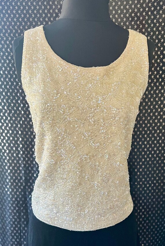 Sequined scoop tank sweater 60s vintage knitwear 3