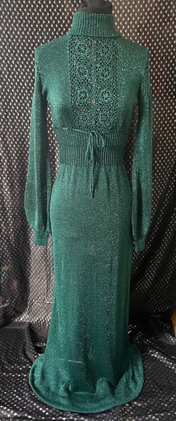 Glam emerald green goddess dress holiday sparkle … - image 2